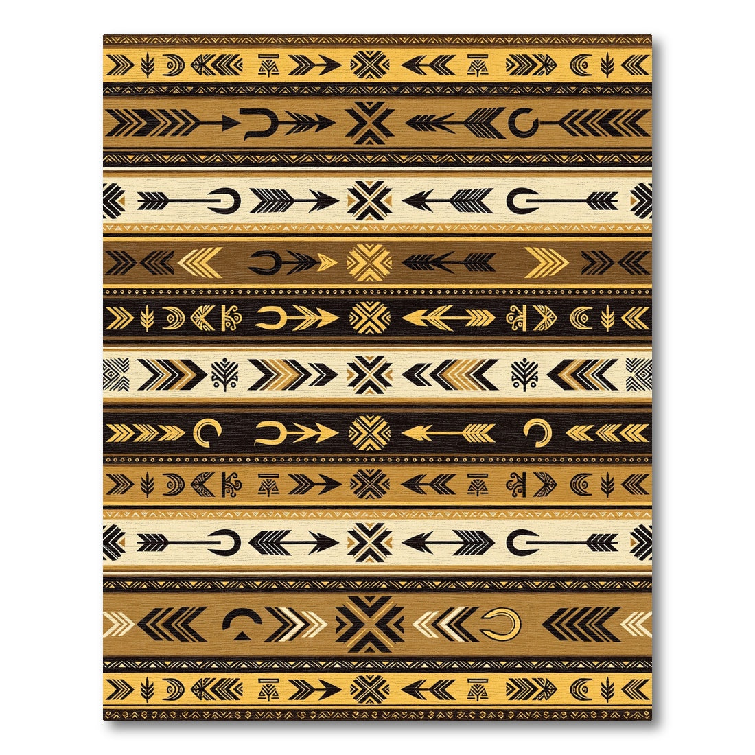 Earthy Golden Tribal Arrow Striped Rug