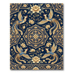 Midnight Blue Phoenix Floral Medallion Rug