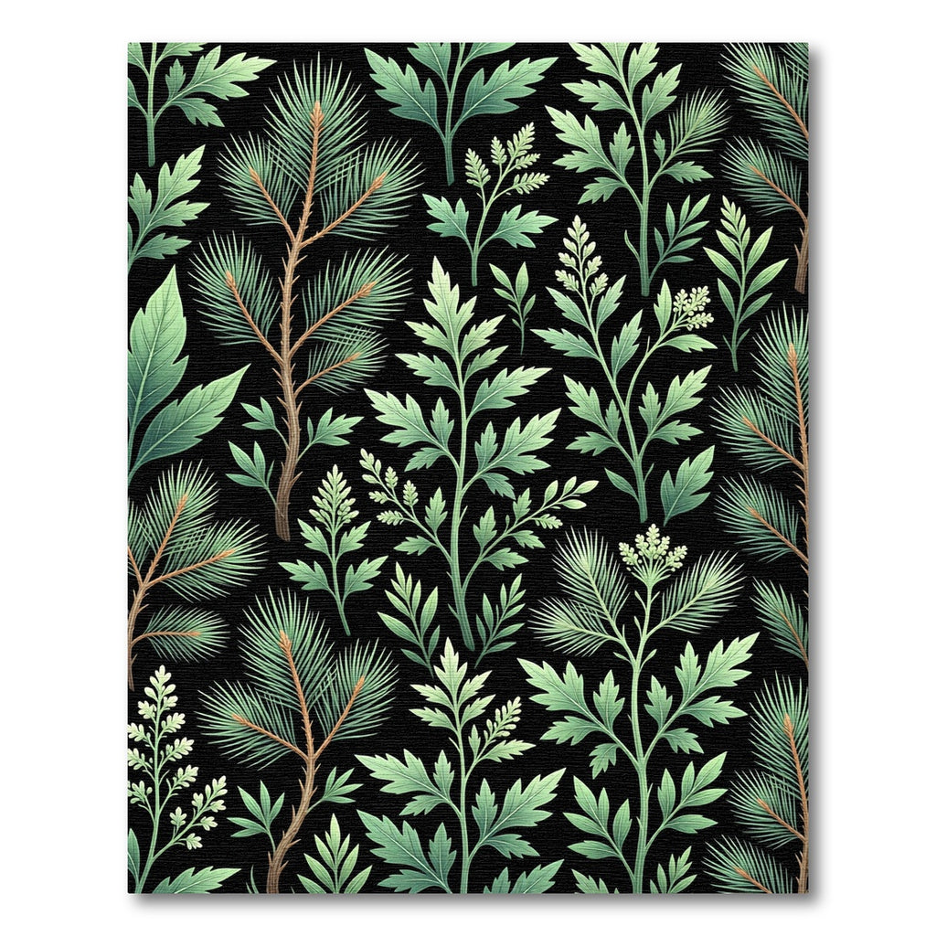 Botanical Pine Branch Forest Green Rug