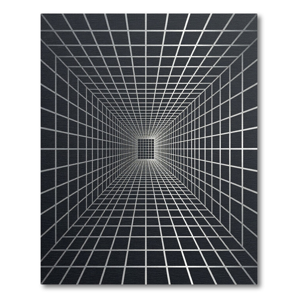 Monochrome Geometric Perspective Linear Grid Rug