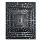 Monochrome Geometric Perspective Linear Grid Rug