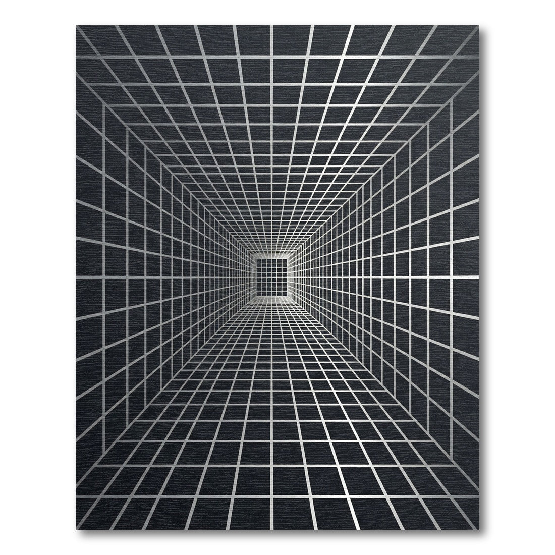 Monochrome Geometric Perspective Linear Grid Rug
