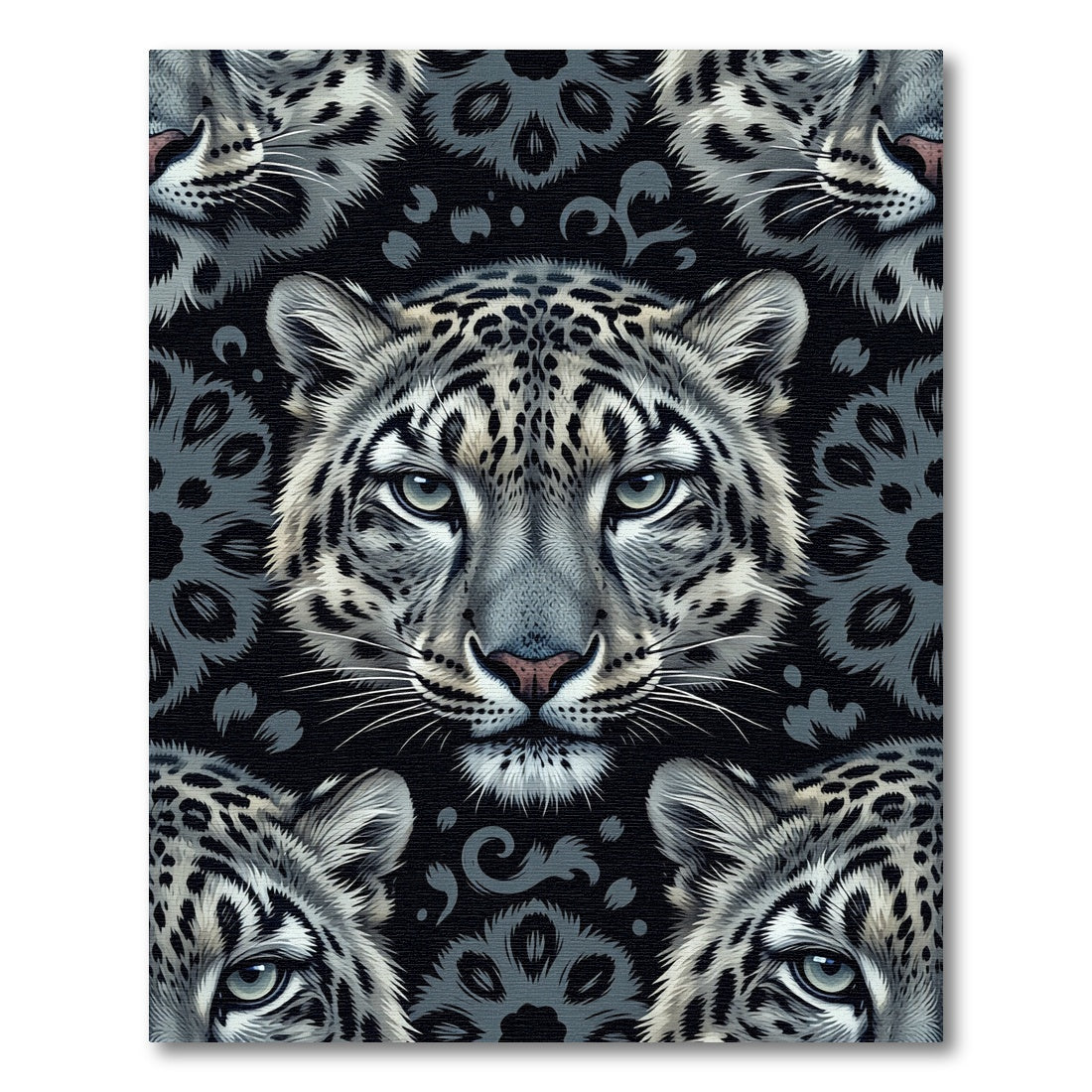Black White Jaguar Mandalas Rug