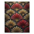 Golden Art Deco Fan Crimson Rug