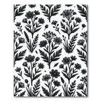 Monochromatic Botanical Floral Illustration Art Rug