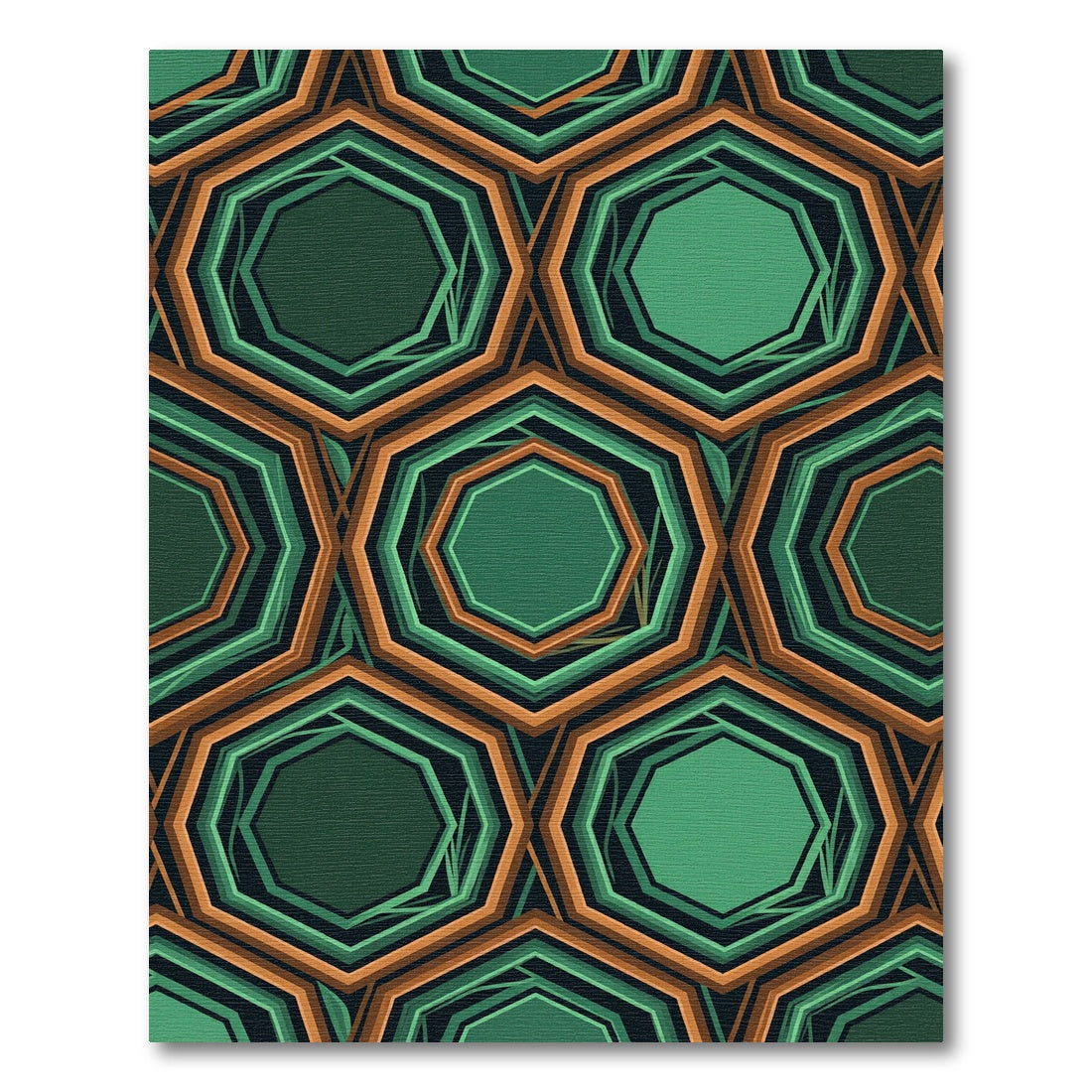 Emerald Geometric Hexagonal Art Deco Overlay Rug