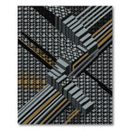Houndstooth Geometric Abstract Gray Gold Rug