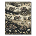 Whimsical Gray Mouse Field Dandelion Rug