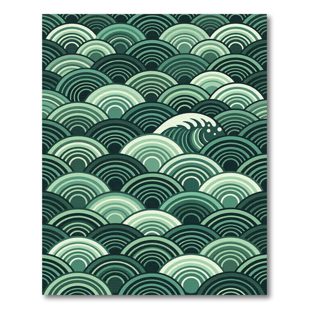 Green Wave Ocean Scales Rug
