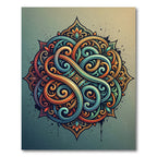 Vibrant Colorful Interlocking Swirl Medallion Rug