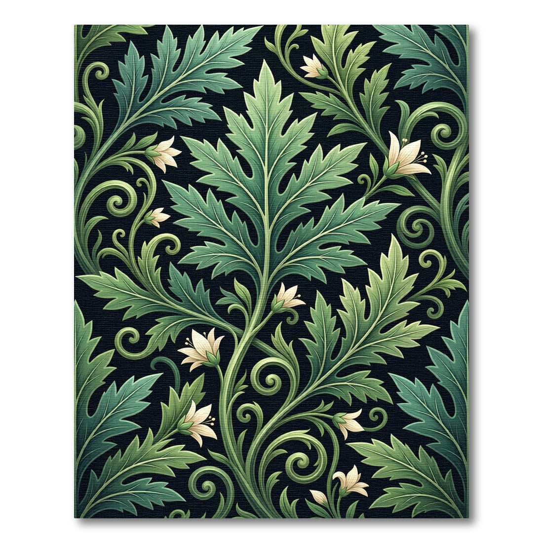Verdant Botanical Acanthus Leaf Swirl Rug
