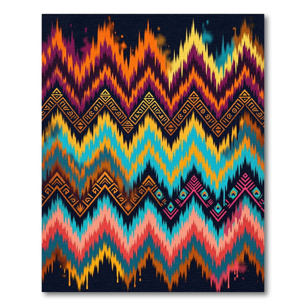 Vibrant Abstract Zigzag Boho Multicolored Tapestry Rug