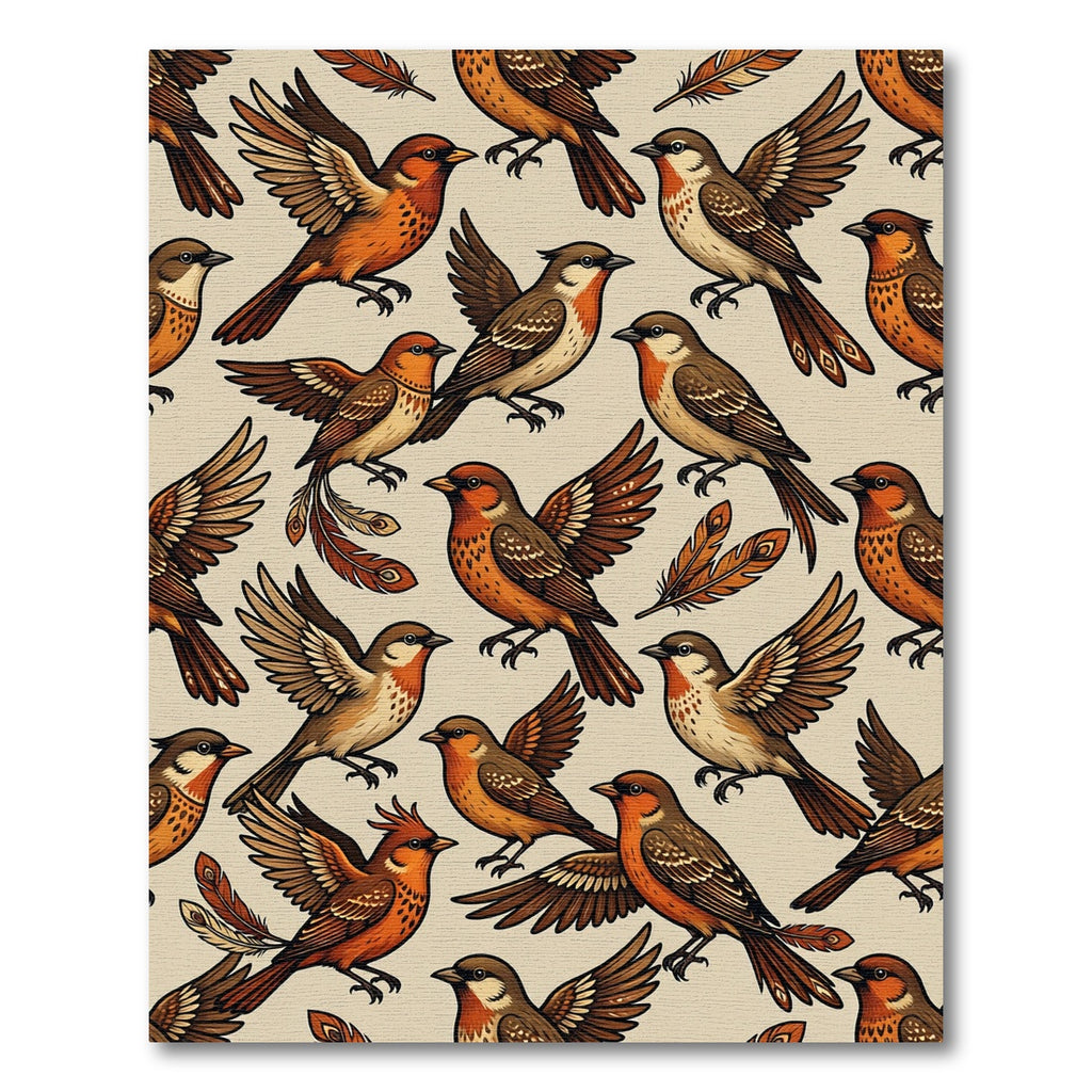 Whimsical Amber Sparrow Bird Flight Rug