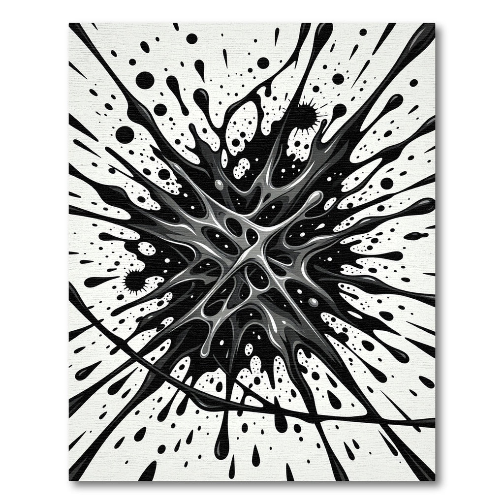 Monochrome Abstract Liquid Ink Splatter Rug