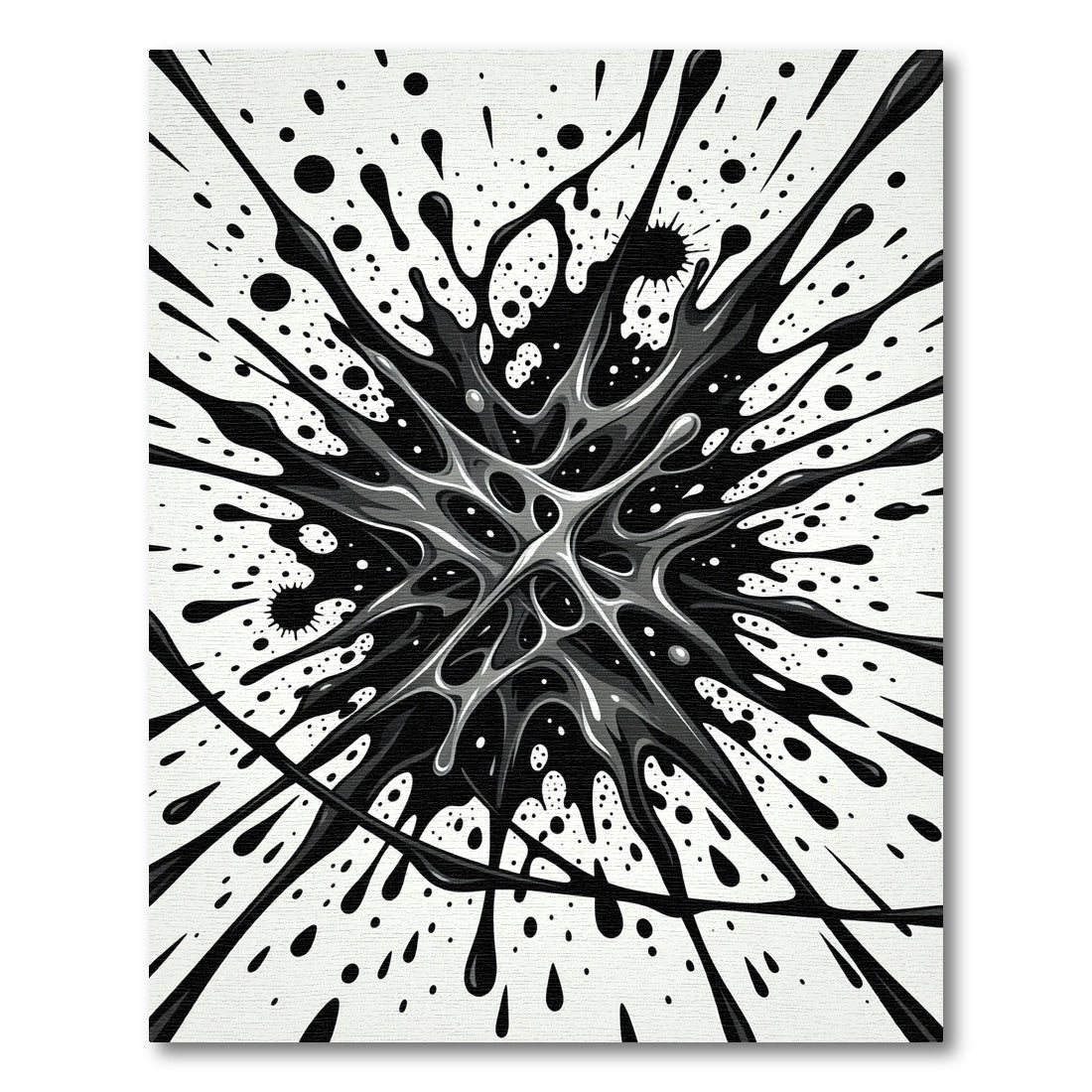 Monochrome Abstract Liquid Ink Splatter Rug