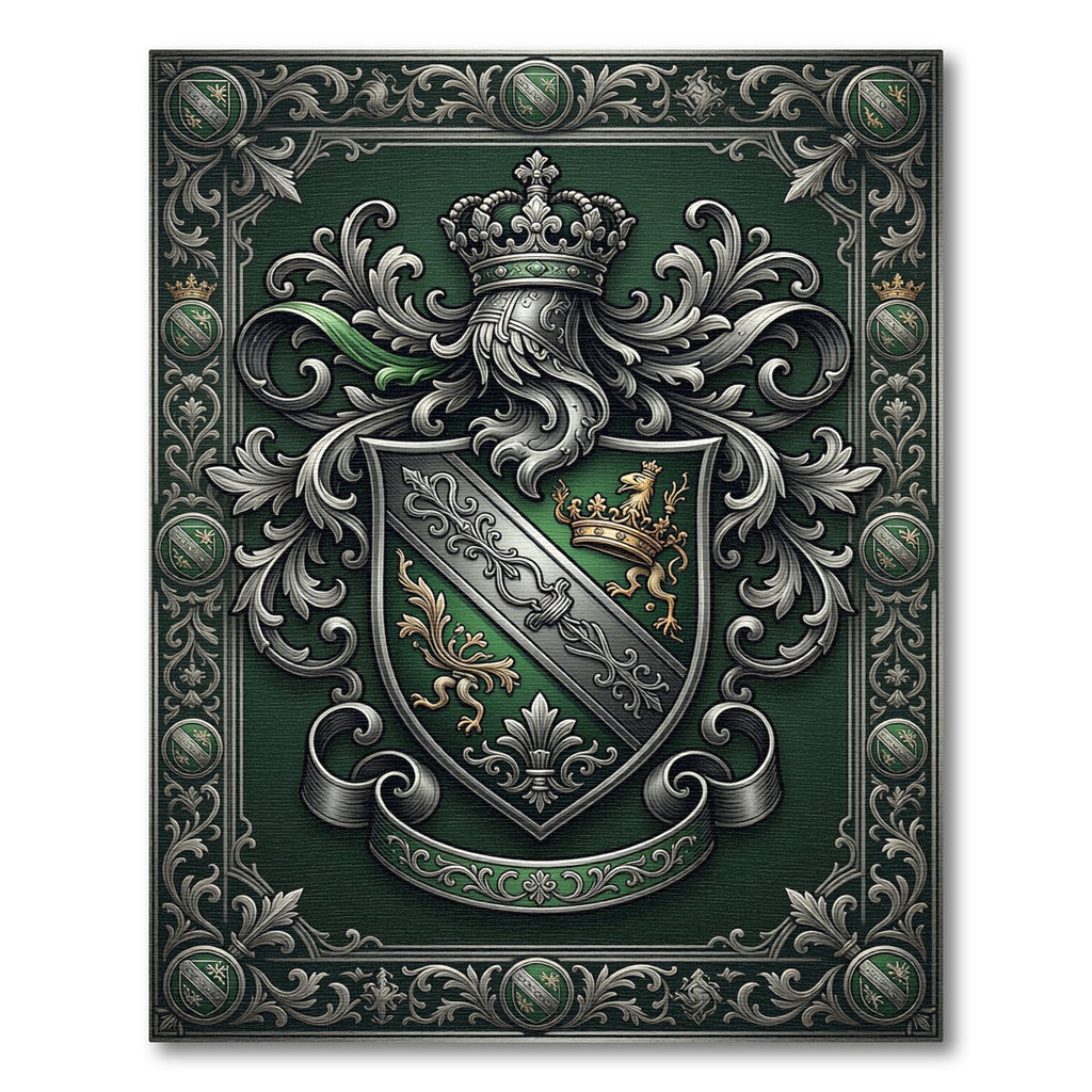 Emerald Green Royal Crest Shield Rug