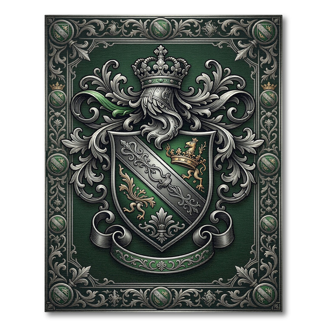 Emerald Green Royal Crest Shield Rug