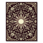 Ornate Ivory Floral Sunburst Medallion Rug