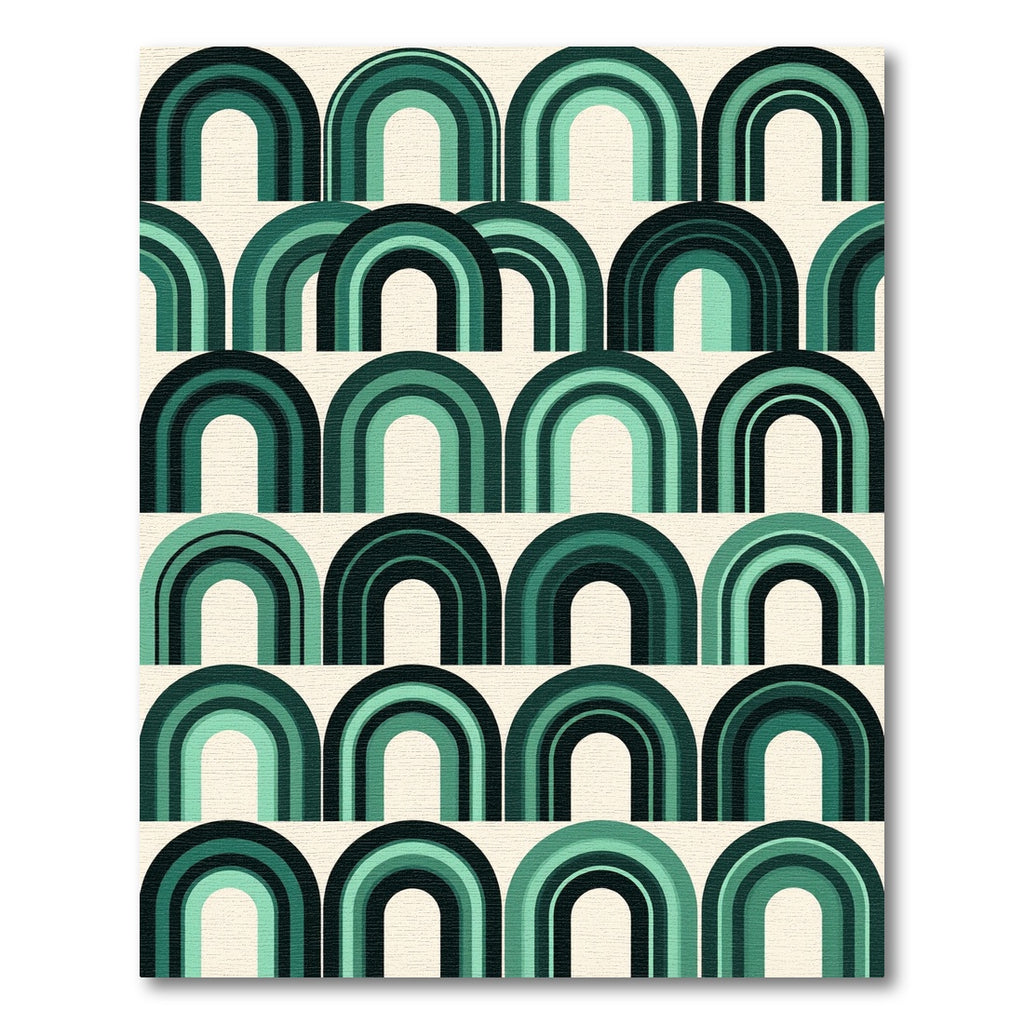Midcentury Emerald Arch Geometric Rug