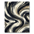 Abstract Swirl Black Beige Brushstrokes Rug