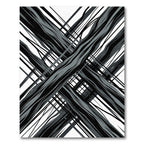 Modern Black and Gray Abstract Crosshatch Rug