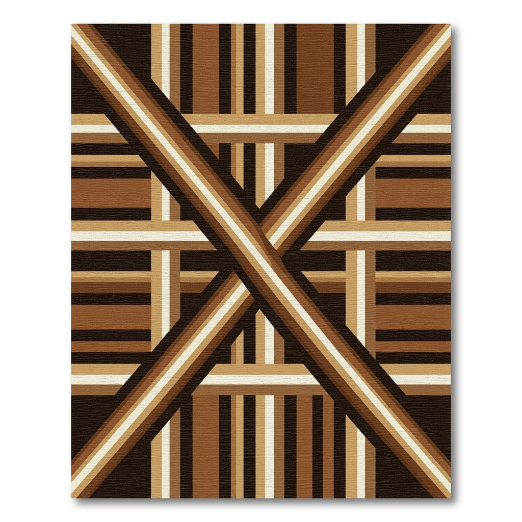 Brown Earthy Stripes Intersecting Pattern Rug