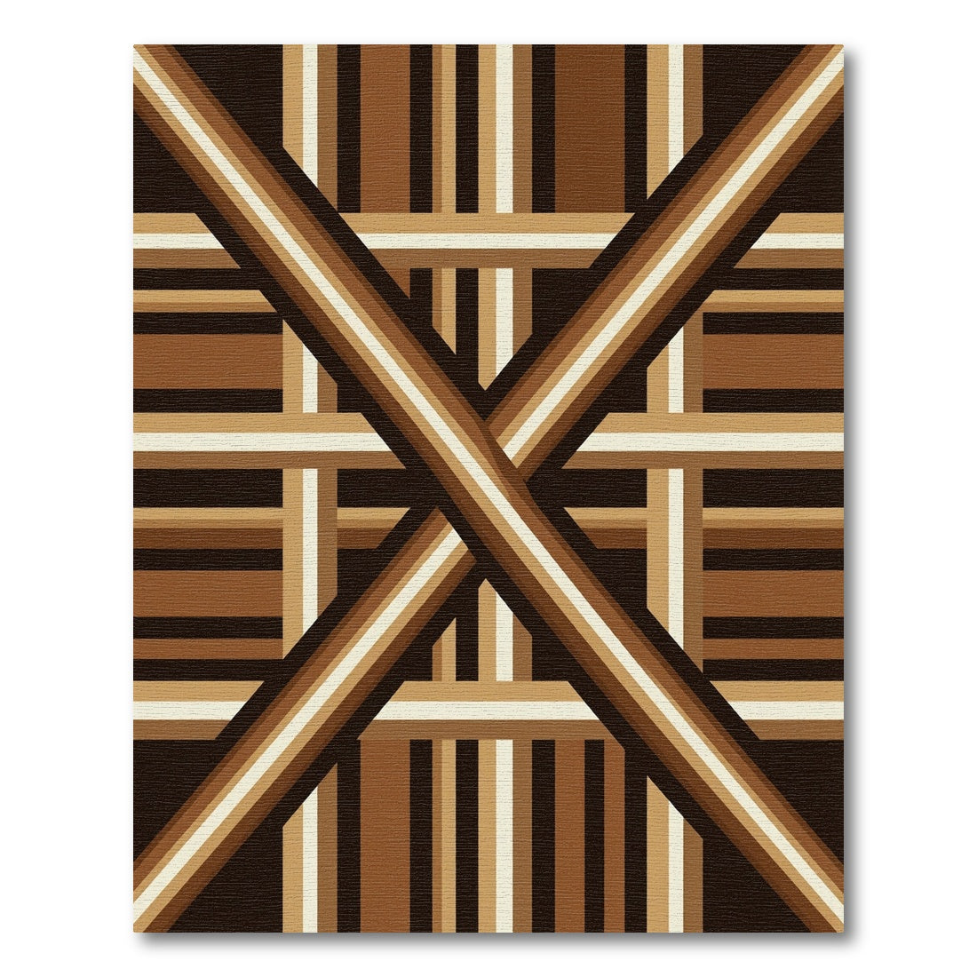 Brown Earthy Stripes Intersecting Pattern Rug