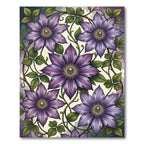 Vivid Purple Clematis Botanical Illustration Rug