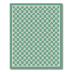 Teal White Repeating Interlocking Ornate Rug