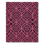 Elegant Magenta Damask Quatrefoil Scroll Rug