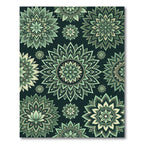 Green Mandala Flower Intricate medallion Rug