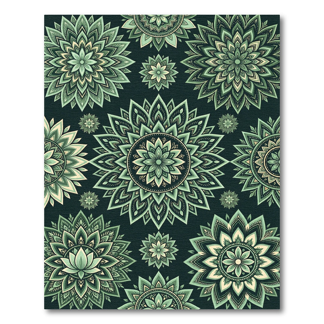 Green Mandala Flower Intricate medallion Rug
