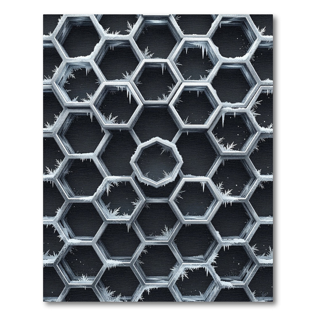 Frosted Monochromatic Geometric Hexagon Art Rug