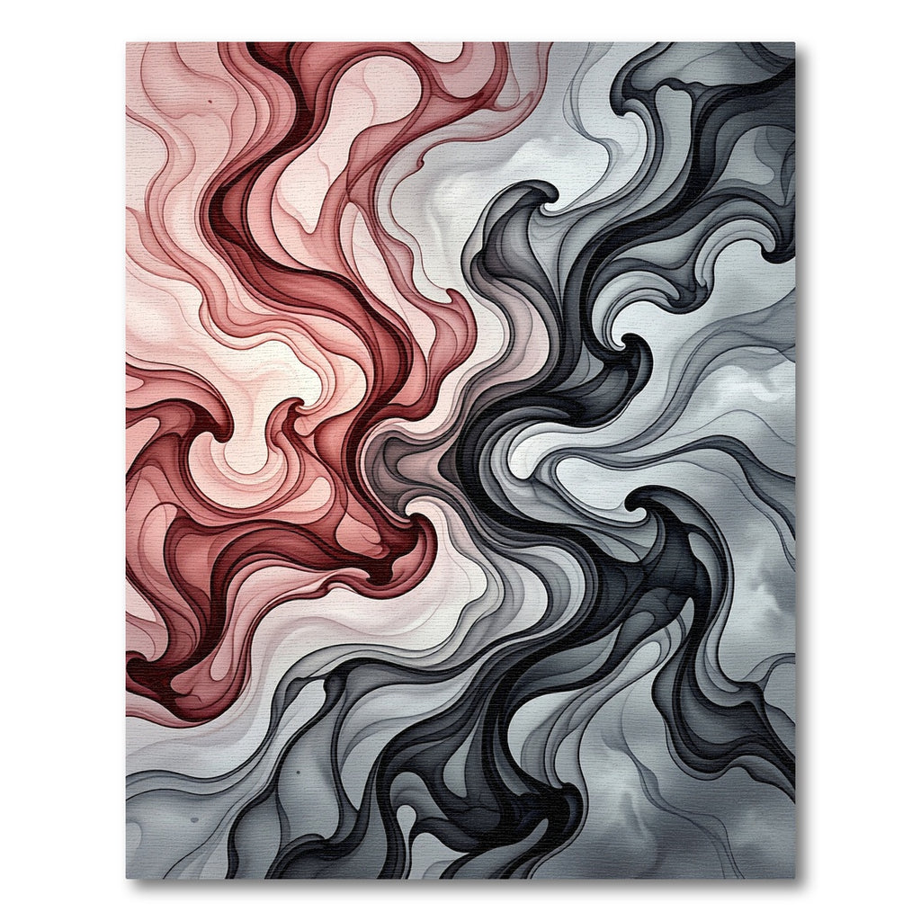 Crimson Gradient Fluid Swirl Rug
