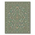 Elegant Sage Floral Scroll Medallion Rug