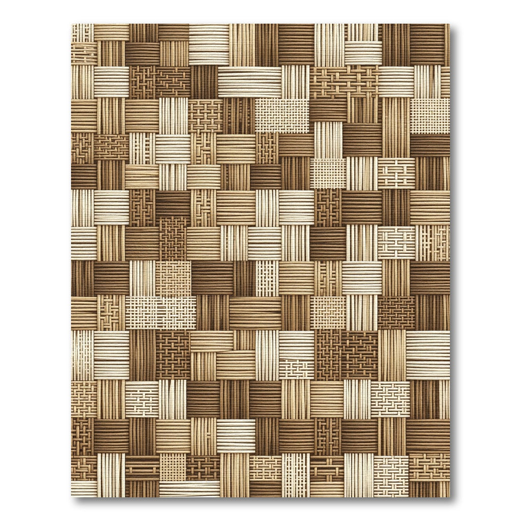 Natural Woven Texture Geometric Square Rug