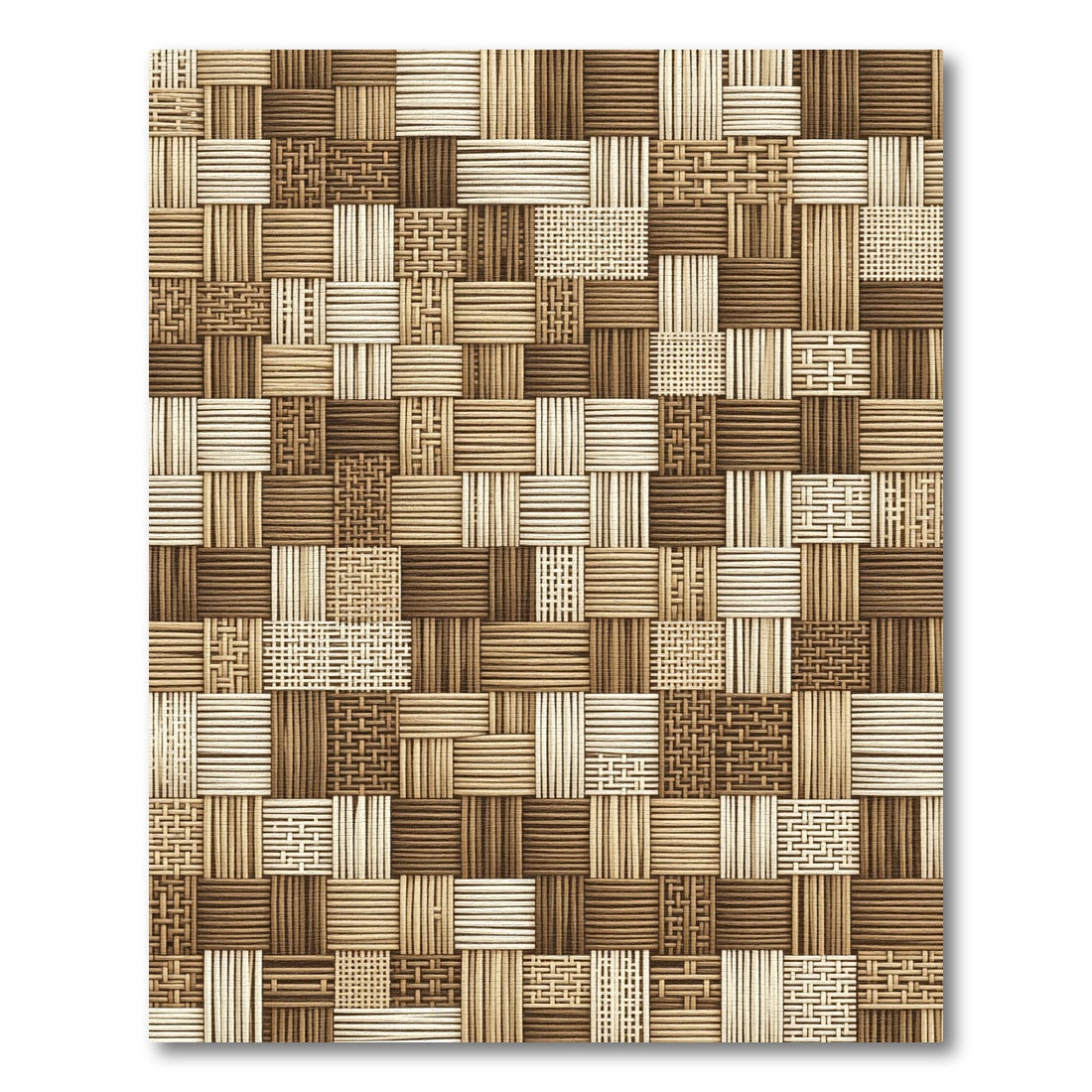 Natural Woven Texture Geometric Square Rug