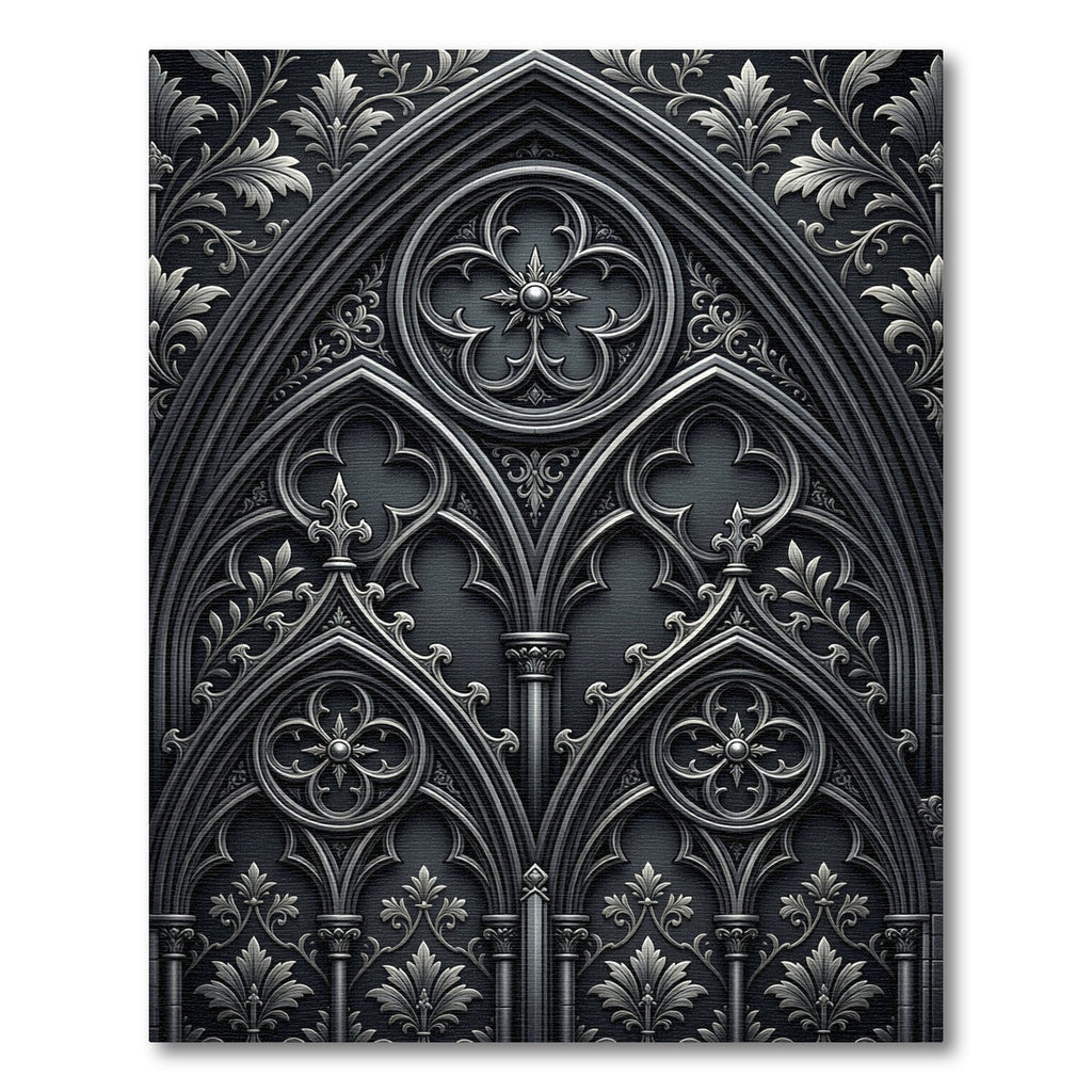 Gothic Black Floral Archway Rug