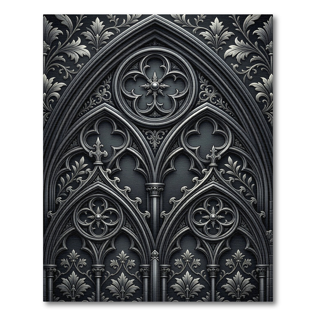 Gothic Black Floral Archway Rug