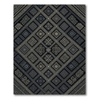 Tribal Geometric Diamond Black Ivory Rug