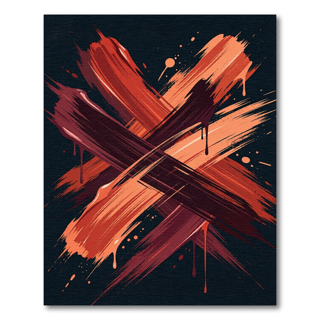 Crimson Orange Splatter X-Frame Rug