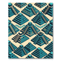 Teal Isometric Aztec Step Pyramid Tile Rug