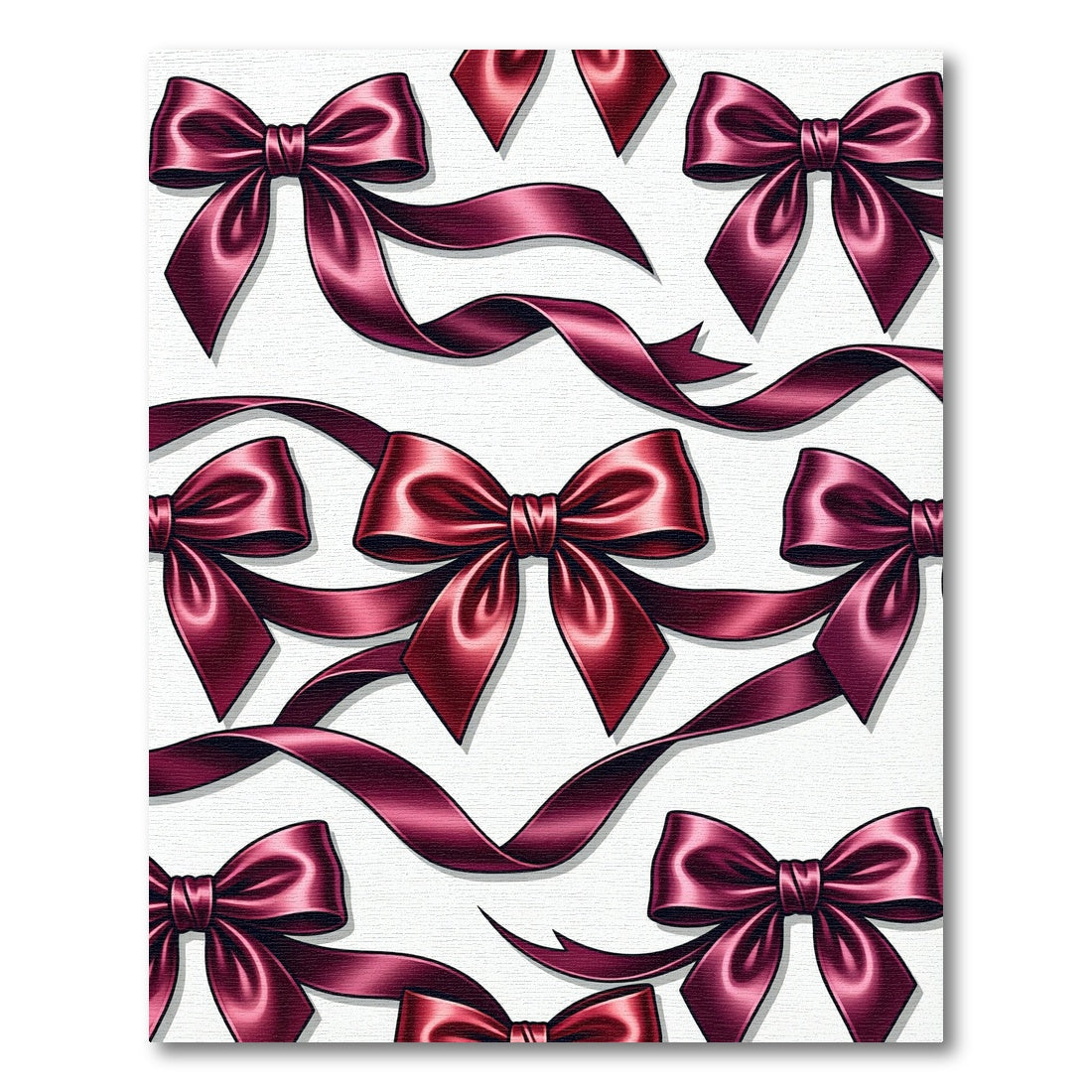 Elegant Burgundy Ribbon Bows Rug