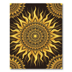 Ornate Golden Radiant Sun Mandala Rug