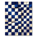 Deep Blue Checkerboard Illusion Squares Rug