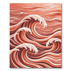 Crimson Coral Abstract Ocean Waves Rug