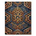 Ornate Golden Hexagonal Arabesque Rug