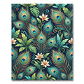 Elegant Peacock Feather Botanical Floral Rug