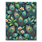 Elegant Peacock Feather Botanical Floral Rug