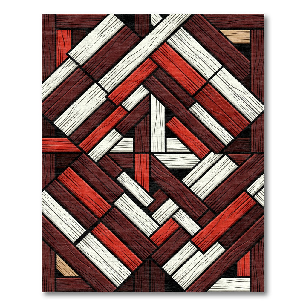 Crimson Plank Weave Geometric Rug